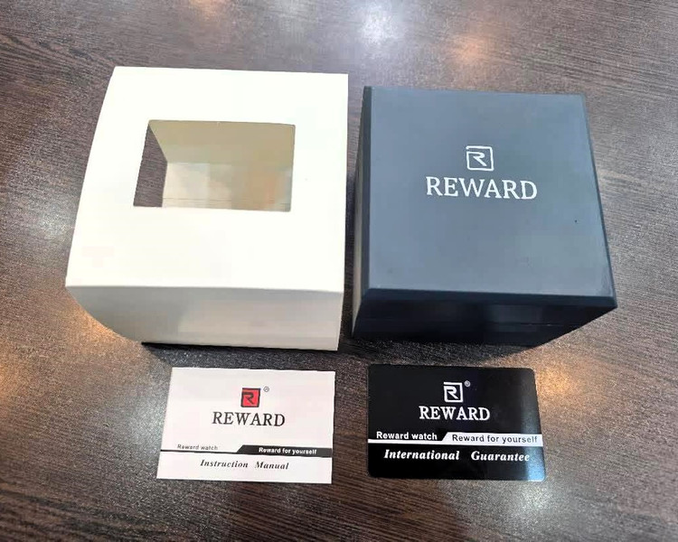 ست ساعت مردانه و زنانه روز شمار ریوارد 611264 REWARD طلایی (بند کرکره ای) مربع